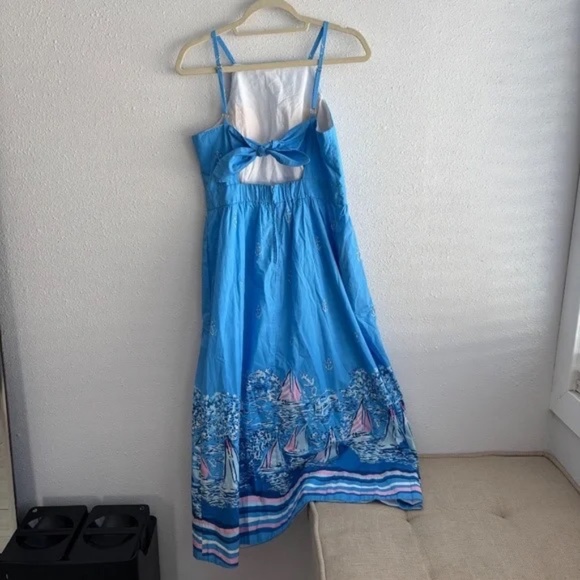 Lilly Pulitzer Charlese Cotton Halter Midi Dress in Lunar Blue, Size 6 - Picture 3 of 11